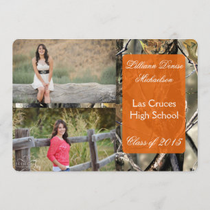 5 x 7 Cazadores Camo Camouflage Invitación Senior