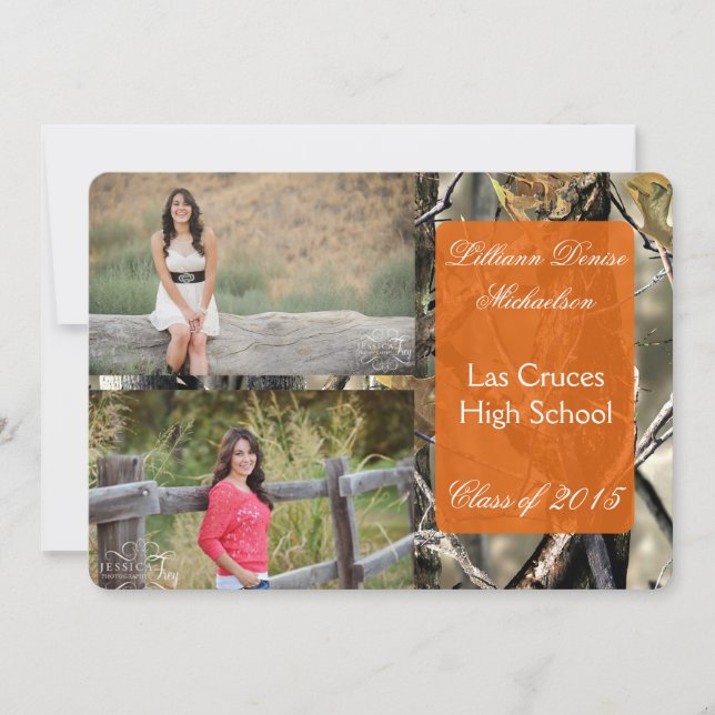 5 x 7 Cazadores Camo Camouflage Invitación Senior (Anverso)