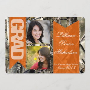 5 x 7 Cazadores Camo Camouflage Invitación Senior