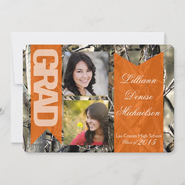 5 x 7 Cazadores Camo Camouflage Invitación Senior (Anverso)