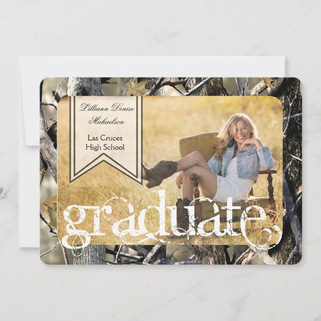 5 x 7 Cazadores Camo Camouflage Invitación Senior (Anverso)