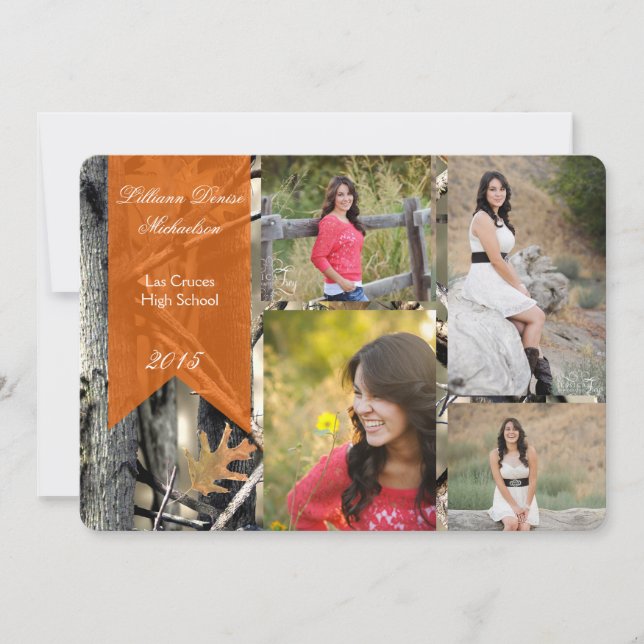 5 x 7 Cazadores Camo Camouflage Invitación Senior (Anverso)