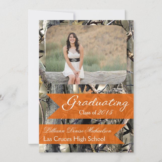 5 x 7 Cazadores Camo Camouflage Invitación Senior (Anverso)