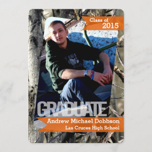 5 x 7 Cazadores Camo Camouflage Invitación Senior