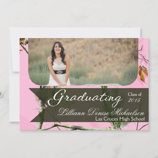 5 x 7 Cazadores rosas Camo Camoufla Invitación pri (Anverso)