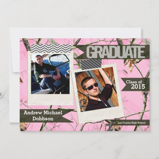 5 x 7 Cazadores rosas Camo Camoufla Invitación pri (Anverso)