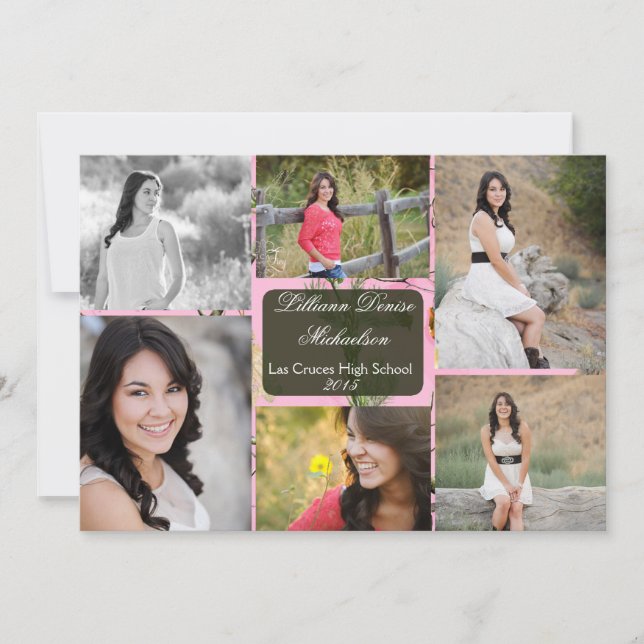 5 x 7 Cazadores rosas Camo Camoufla Invitación pri (Anverso)