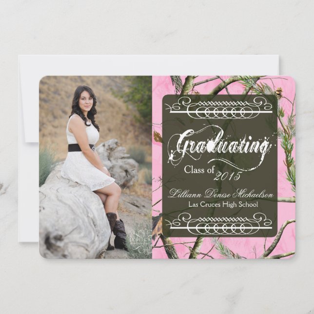 5 x 7 Cazadores rosas Camo Camoufla Invitación pri (Anverso)