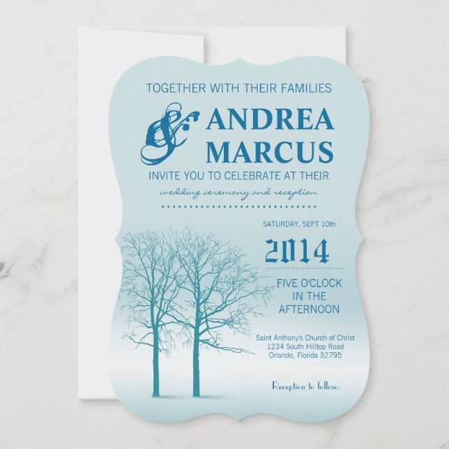 5 x 7 Dos Árboles de Invitación a la Boda Camino d (Anverso)