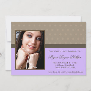 5 x 7 Dulce de FOTO Púrpura 16 Invitación de cumpl