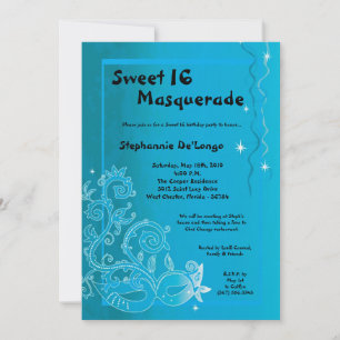 5 x 7 Dulce de Mascarada Azul Invitación de cumple