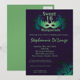 5 x 7 Dulce de Mascarada Púrpura 16 Invitación de