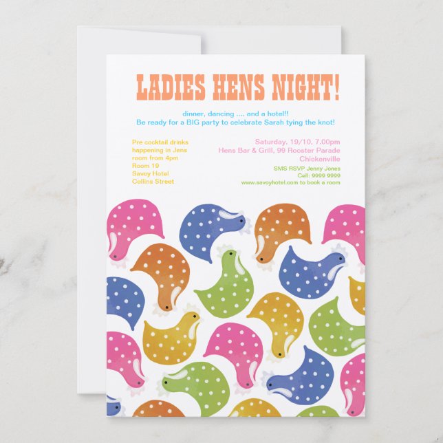 5 X 7 Hens Noche Bachelorette Invitación a la Boda (Anverso)