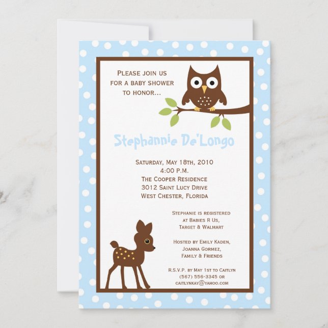 5 x 7 Invitación a Baby Shower para animales de bo (Anverso)