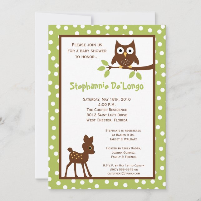 5 x 7 Invitación a Baby Shower para animales de bo (Anverso)