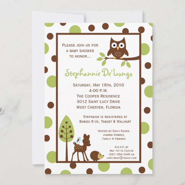 5 x 7 Invitación a Baby Shower para animales de bo (Anverso)