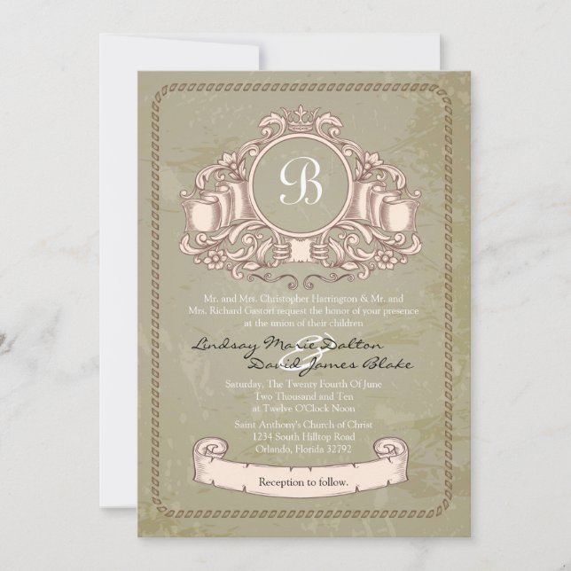 5 x 7 Invitación a bodas Vinyard Vintage (Anverso)