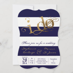 5 x 7 Invitación a la boda blanca de la Marina de