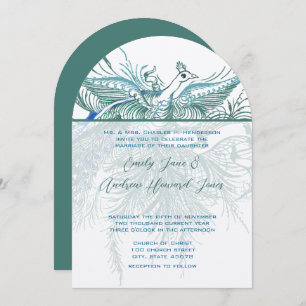 5 x 7 Invitación a la boda de aves de pavo real