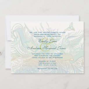 5 x 7 Invitación a la boda de aves de pavo real