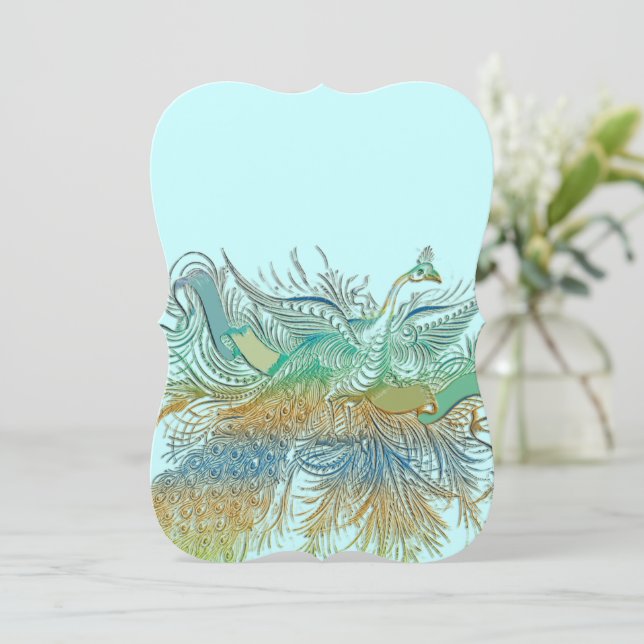 5 x 7 Invitación a la boda de aves de pavo real (Anverso de pie)