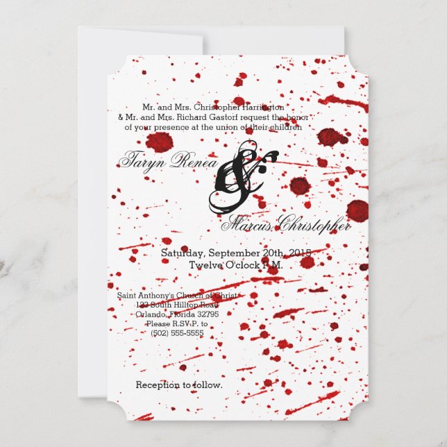 5 x 7 Invitación a la boda Gótico de Vampiro con m (Anverso)