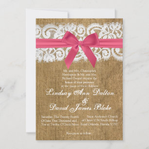 5 x 7 Invitación a la boda Lace de arbustos rosado