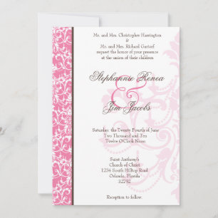 5 x 7 Invitación a la boda Lámpara rosa Glitz