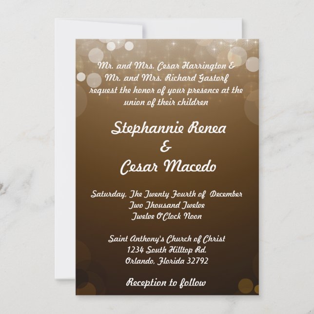 5 x 7 Invitación a la boda Marrón de invierno / Es (Anverso)