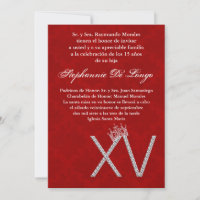 5 x 7 Invitación de cumpleaños de Diamond Ruby Qui