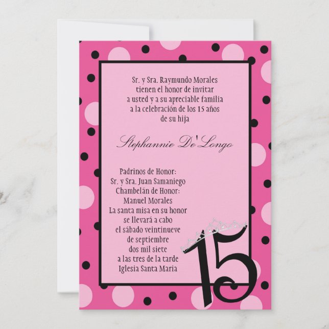 5 x 7 Invitación de la fiesta de Quinceanera de Po (Anverso)