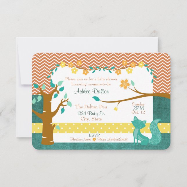 5" x 7" invitación del Fox Baby Shower del (Anverso)