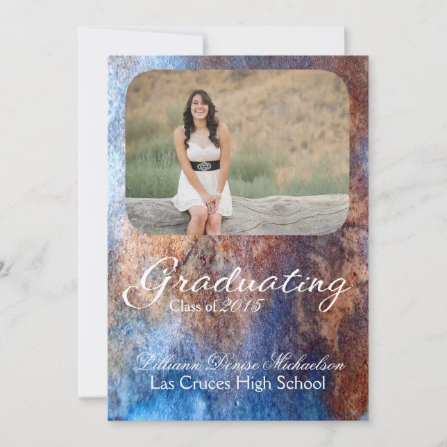 5 x 7 Invitación superior Rusto Metalizado de acer (Anverso)