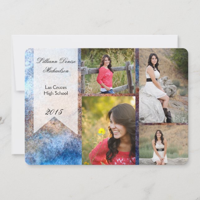 5 x 7 Invitación superior Rusto Metalizado de acer (Anverso)