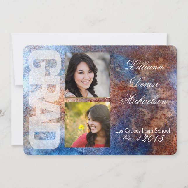 5 x 7 Invitación superior Rusto Metalizado de acer (Anverso)