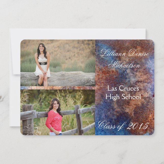 5 x 7 Invitación superior Rusto Metalizado de acer (Anverso)