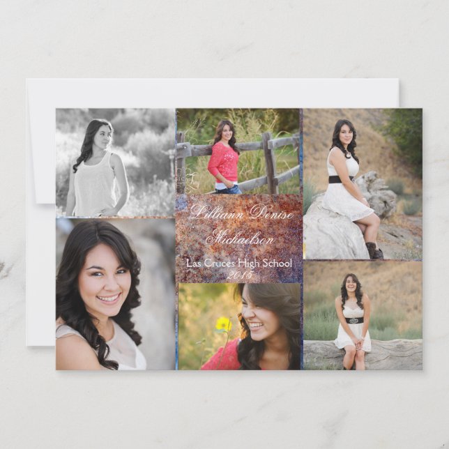 5 x 7 Invitación superior Rusto Metalizado de acer (Anverso)