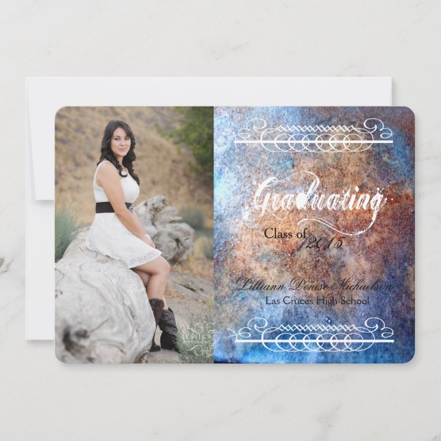 5 x 7 Invitación superior Rusto Metalizado de acer (Anverso)