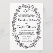 5 x 7 Kraft Wreath Wedding Invitación