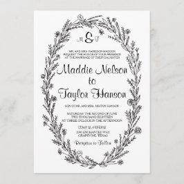 5 x 7 Kraft Wreath Wedding Invitación