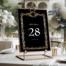 5 x 7 Monogramos Números de tabla de oro negro