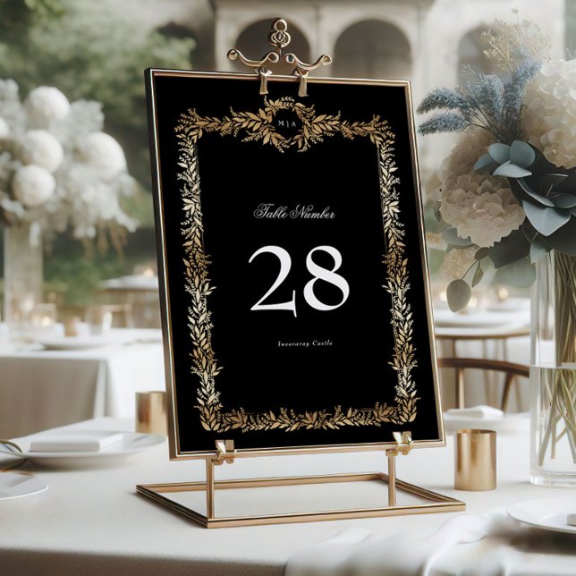 5 x 7 Monogramos Números de tabla de oro negro (Subido por el creador)