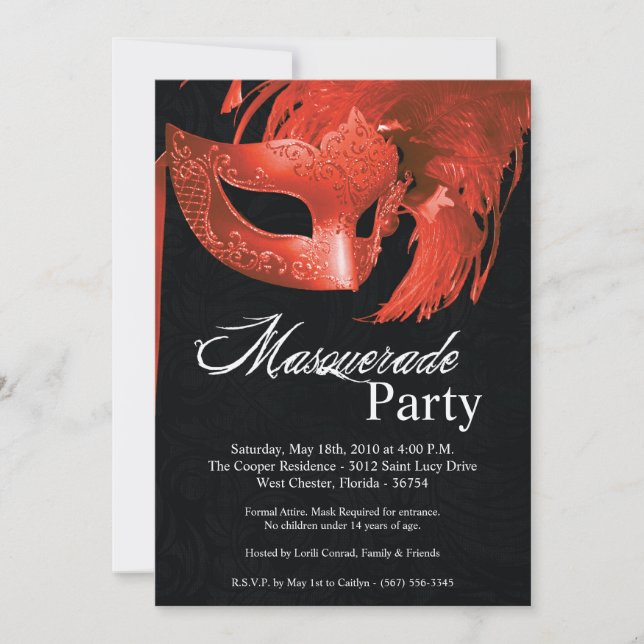 5 x 7 Naranjas Dulce de Masquerade 16 Invitación d (Anverso)