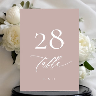 5 x 7 Número de tabla de Boda rosa simple elegante