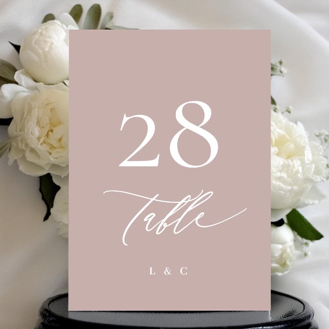 5 x 7 Número de tabla de Boda rosa simple elegante (Subido por el creador)