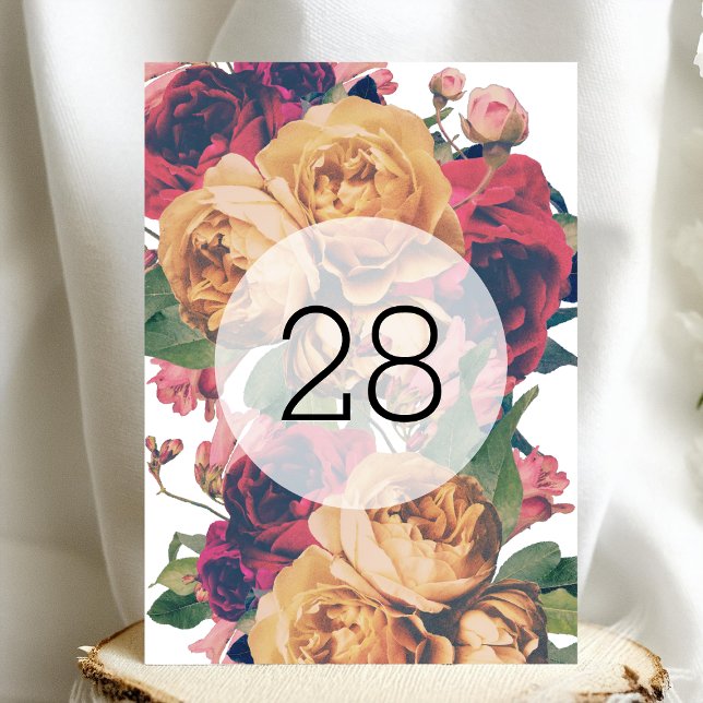 5 x 7 Rosas de edad Boda floral Números de tabla (Subido por el creador)