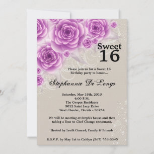 5 x 7 Rosas morados dulces 16 invitaciones de cump