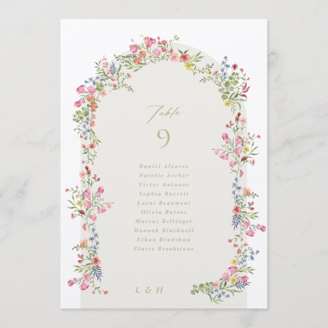 5 X 7 spring floral arch Guest Names Table Number (Anverso)