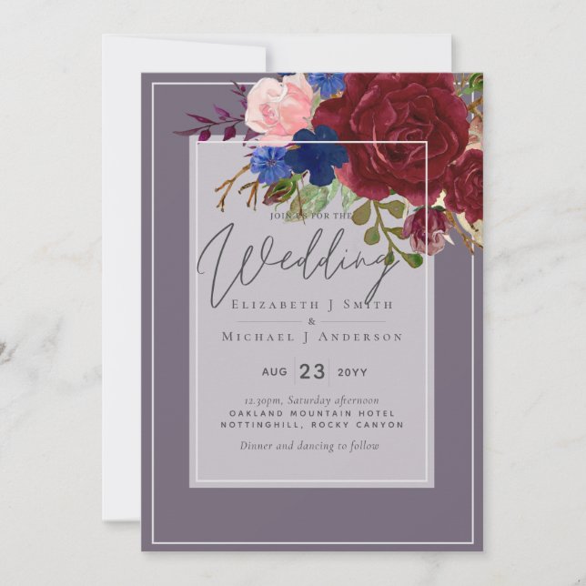 5 x 7 Sueños Borgoñosos Presupuesto Boda Rosa Azul (Anverso)