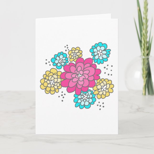 5 x 7 Tarjeta de felicitación... Flores de doodle (Anverso)